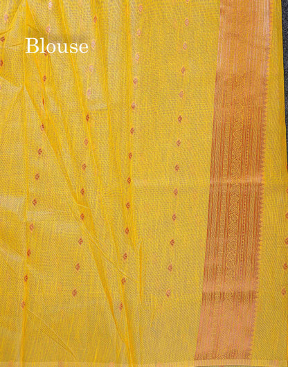 Mulberry Cotton Mix Saree - White Colour Body Menakari Work With Fancy Border