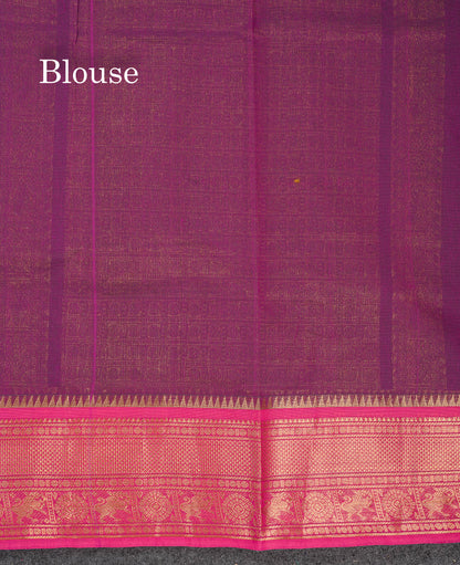 Beautiful Parrot Green Pure Cotton Saree With Contrast Pink Traditional Border