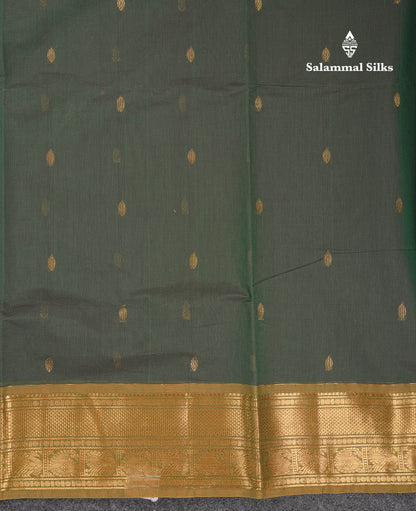 Beautiful Parrot Green Pure Cotton Saree With Contrast Pink Traditional Border