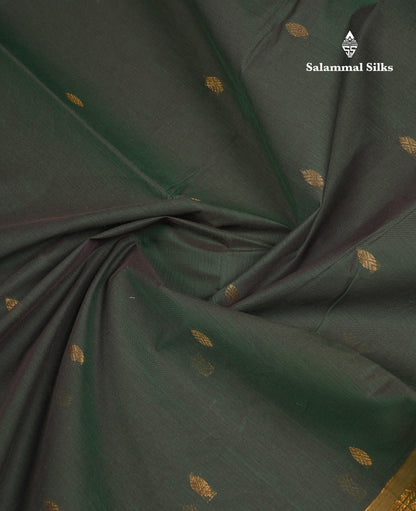 Beautiful Parrot Green Pure Cotton Saree With Contrast Pink Traditional Border