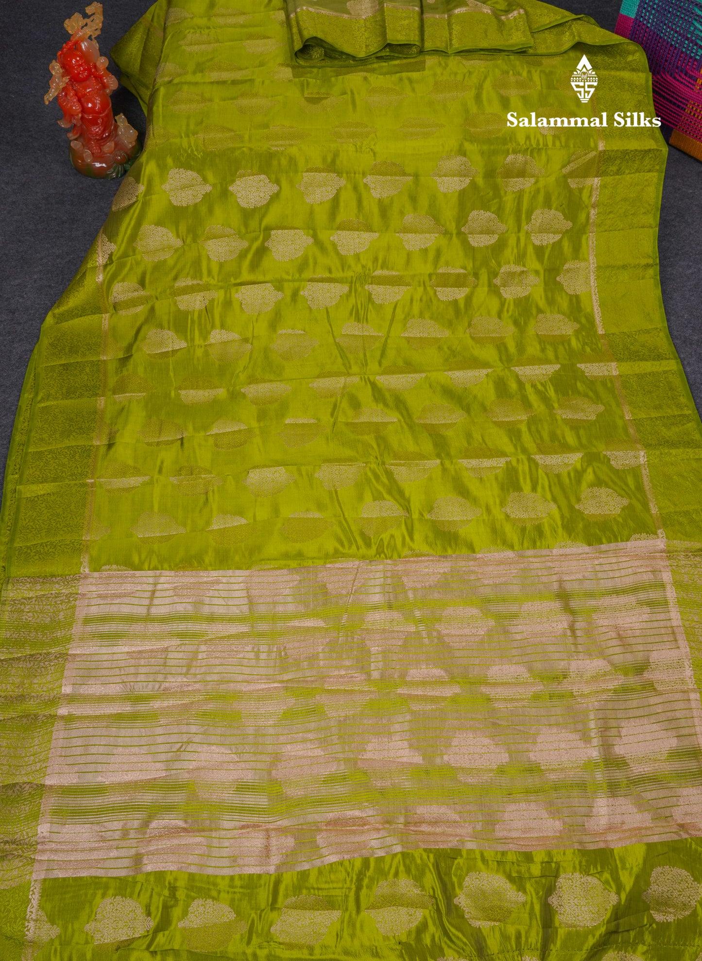 Beautiful Parrot Green Semi Tussar Saree With Fancy Border
