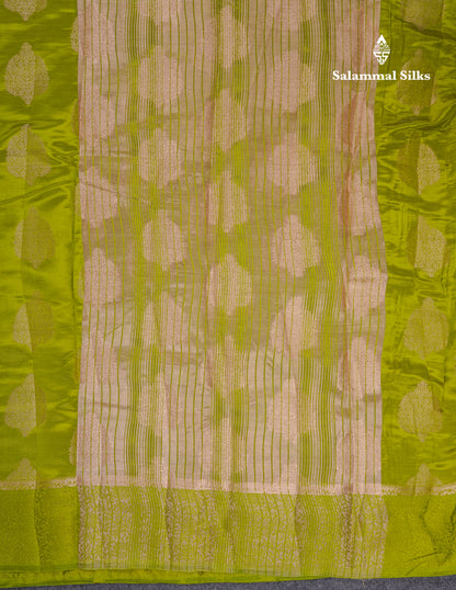 Beautiful Parrot Green Semi Tussar Saree With Fancy Border