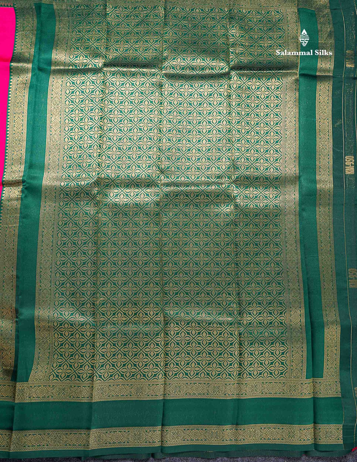 Semi Silk Saree -  Pink Colour Body Plain With Contrast Bottle Green Traditional Gap Border