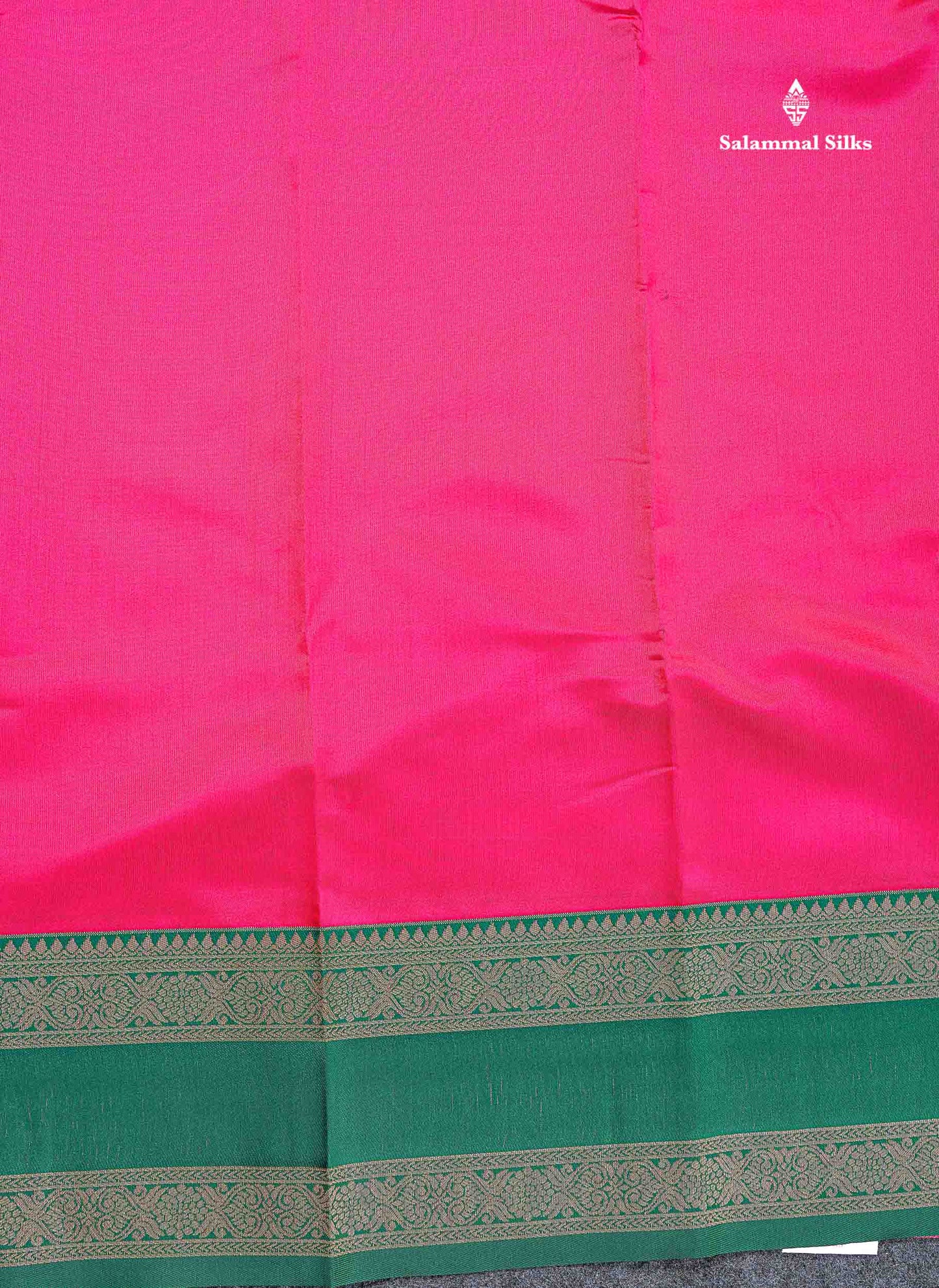 Semi Silk Saree -  Pink Colour Body Plain With Contrast Bottle Green Traditional Gap Border
