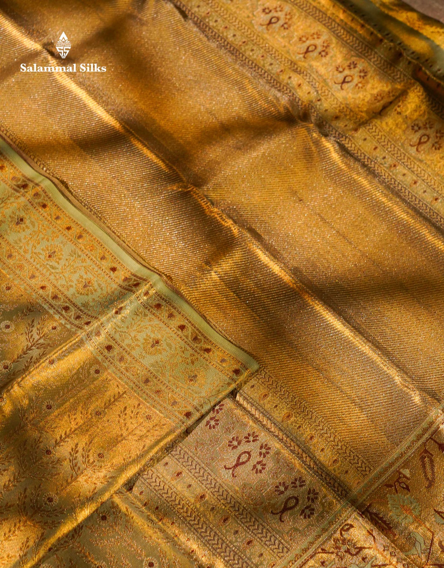 Beautiful Light Pista Green Tissue Bridal Menakari Work Pure Kanjivaram Silk Saree With Fancy Border