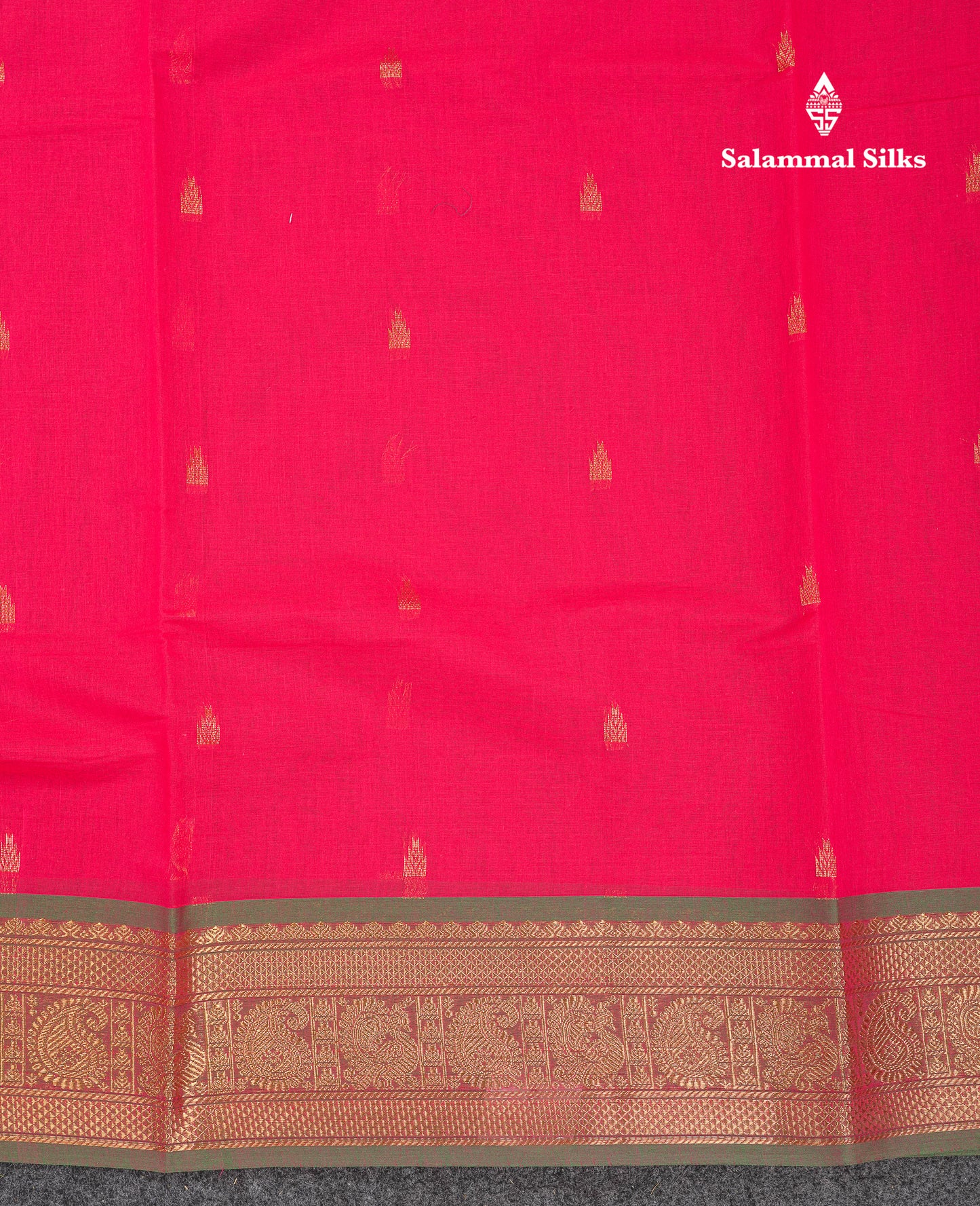 Beautiful Orange Pure Cotton Saree With Contrast Parrot Green Traditional Border