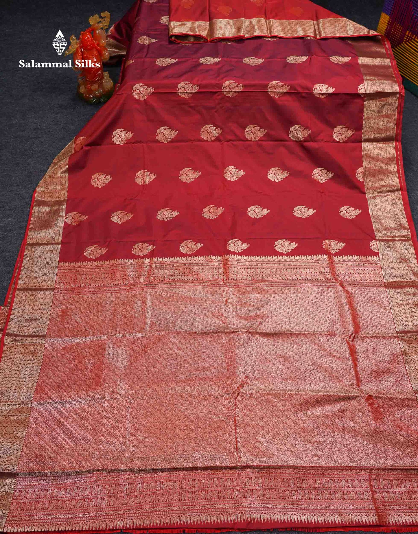 Beautiful Maroon Semi Silk Saree With Traditional Border
