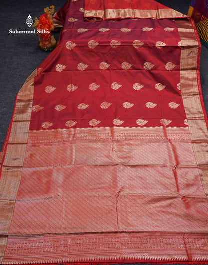 Beautiful Maroon Semi Silk Saree With Traditional Border