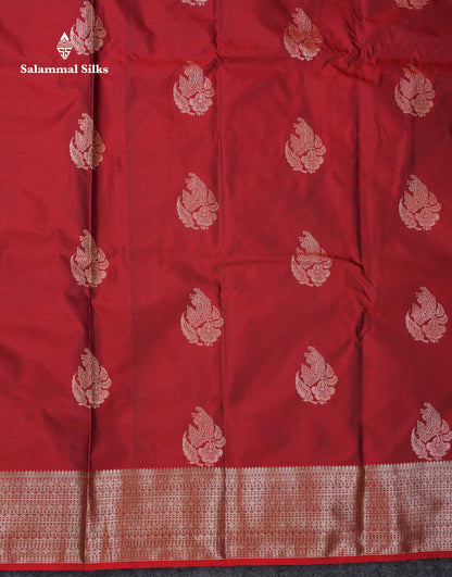 Beautiful Maroon Semi Silk Saree With Traditional Border