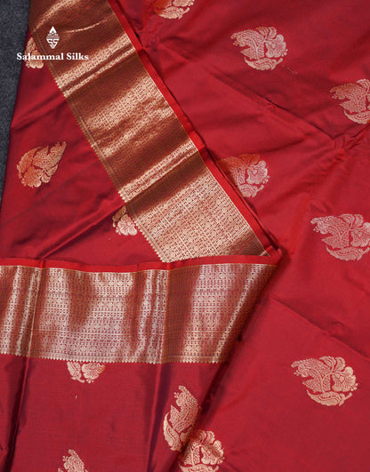 Beautiful Maroon Semi Silk Saree With Traditional Border