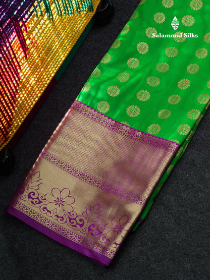 Semi Silk Pattu Pavadai (Green) With Violet Blouse 45 "