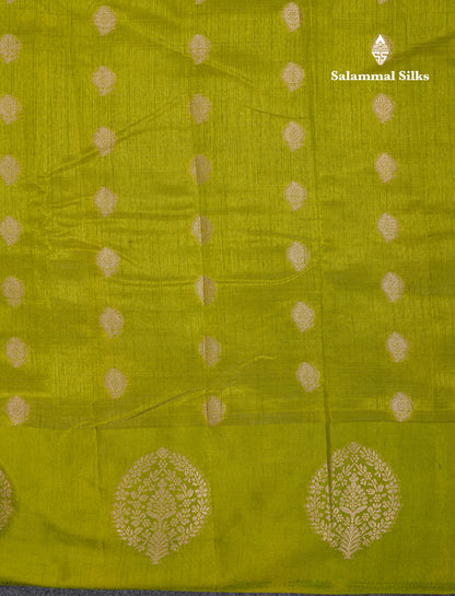 Beautiful Parrot Green Semi Tussar Saree With Fancy Border