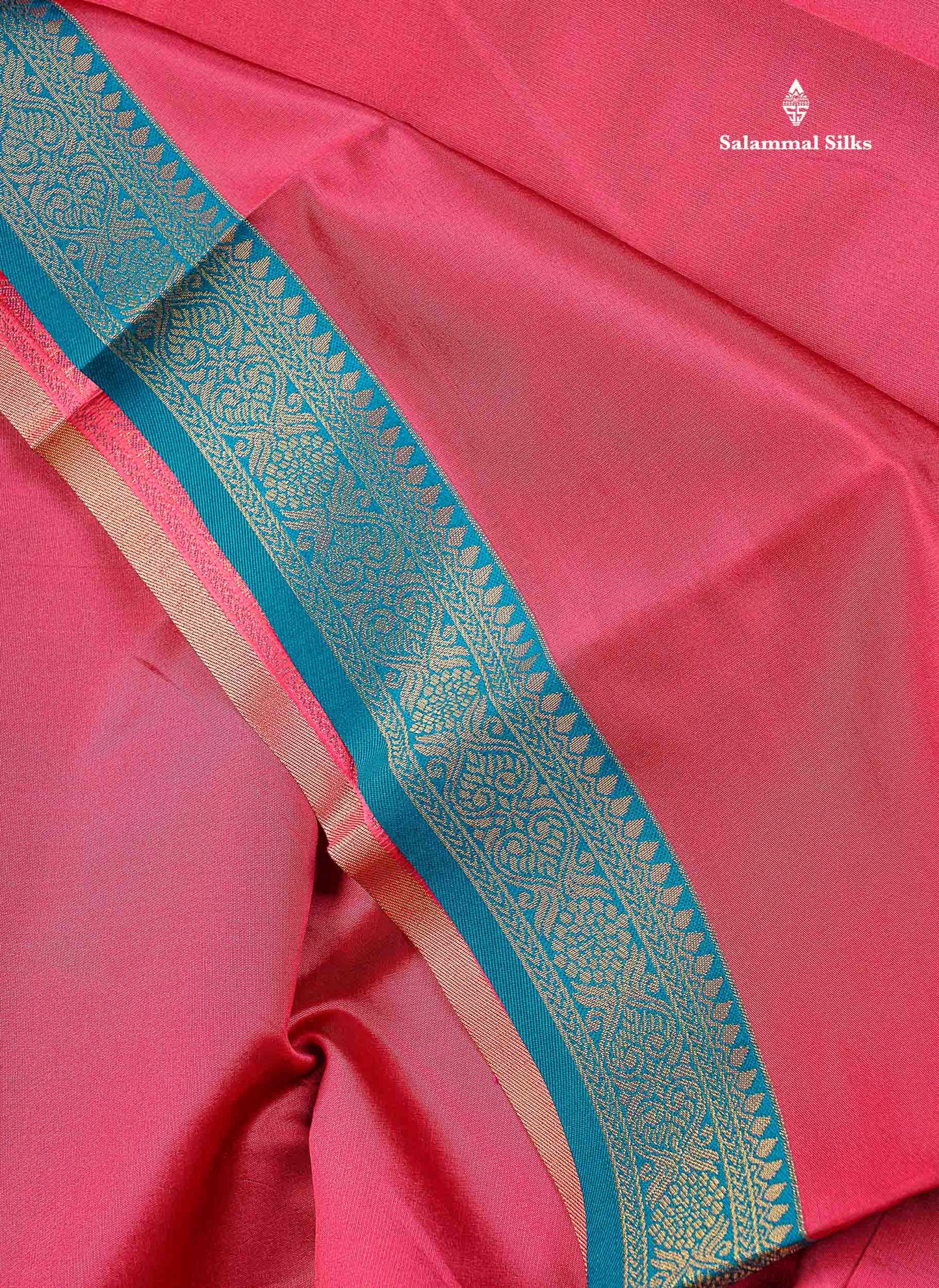 Semi Silk Saree -  Pink Colour Body Plain With Contrast Bottle Green Traditional Gap Border