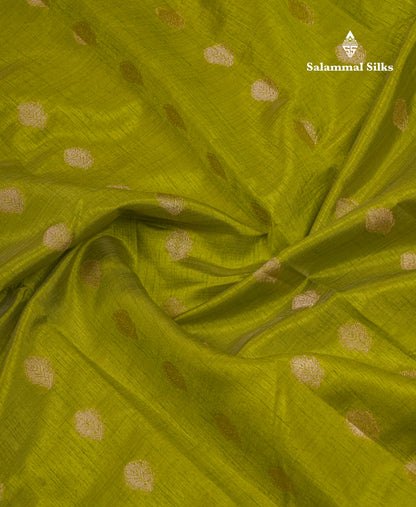 Beautiful Parrot Green Semi Tussar Saree With Fancy Border