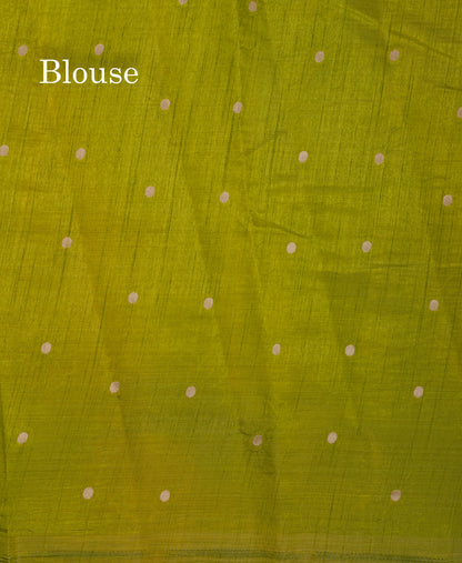 Beautiful Parrot Green Semi Tussar Saree With Fancy Border