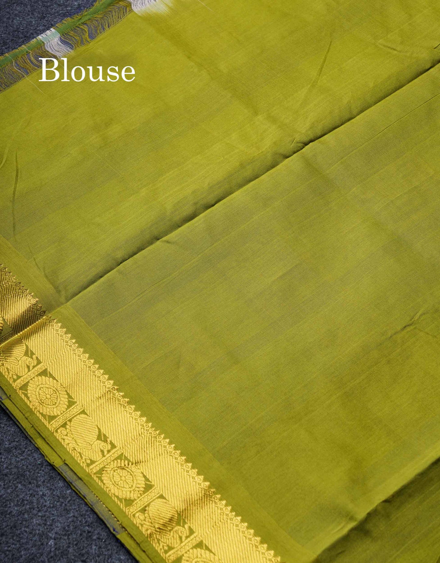 Beautiful Paalum Pazham Checks Semi Silk Cotton Saree With Contrast Olive Green Blouse