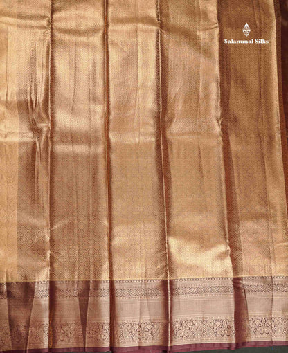 Tissue Bridal Semi Silk Saree - Beige Colour Body With Contrast Dark Brown Border