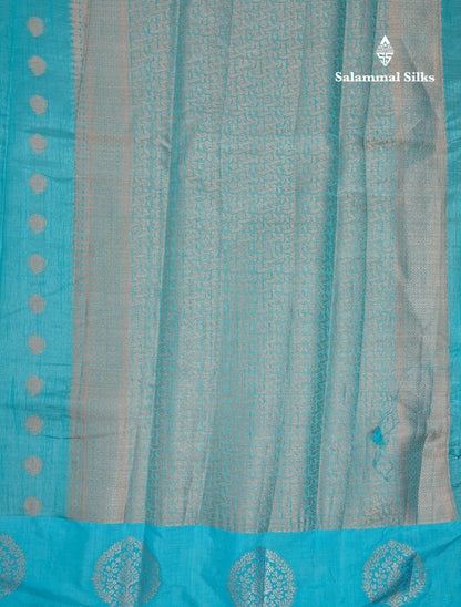 Beautiful Parrot Green Semi Tussar Saree With Fancy Border