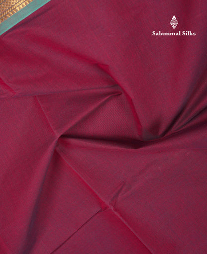 Beautiful Navy Blue Pure Cotton Saree With Contrast Sapphire Green Traditional Gap Border