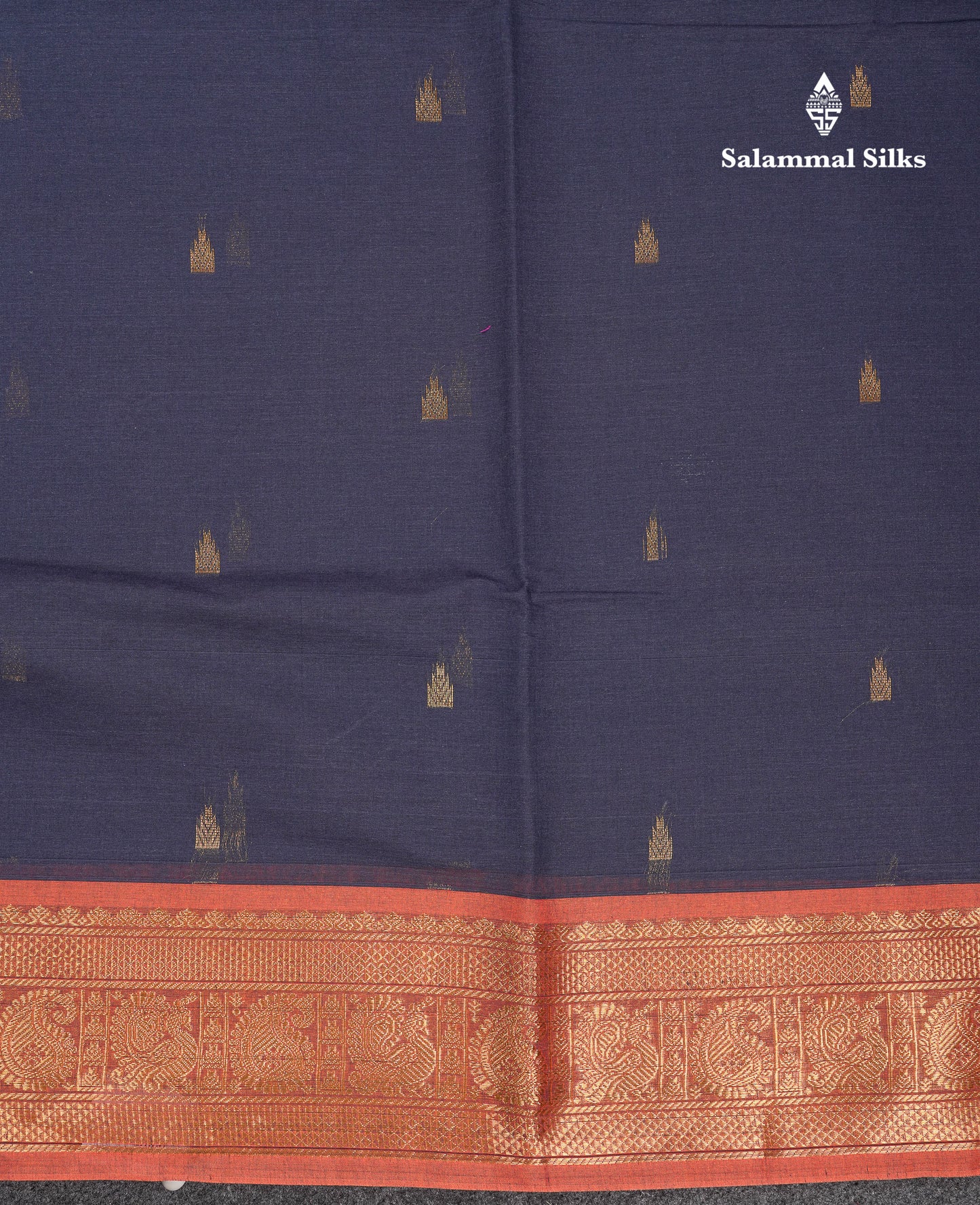 Beautiful Orange Pure Cotton Saree With Contrast Parrot Green Traditional Border