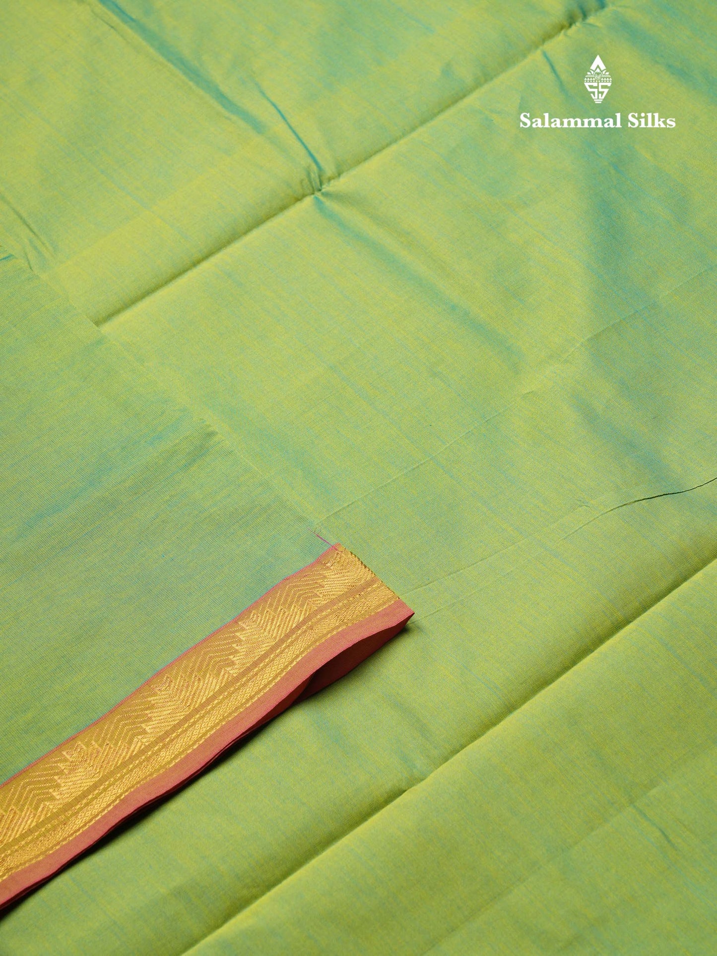 Beautiful Rexona Green Plain Semi Silk Cotton Saree With Contrast Magenta Pink Blouse