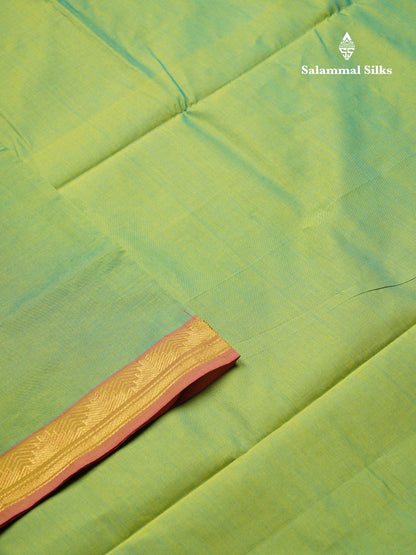 Beautiful Rexona Green Plain Semi Silk Cotton Saree With Contrast Magenta Pink Blouse