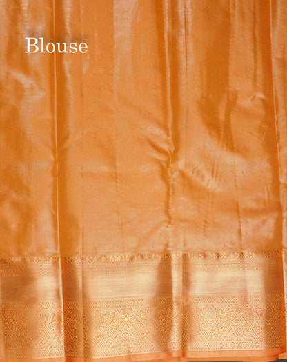Tissue Bridal Semi Silk Saree - Pink Colour Body With Contrast Orange Border