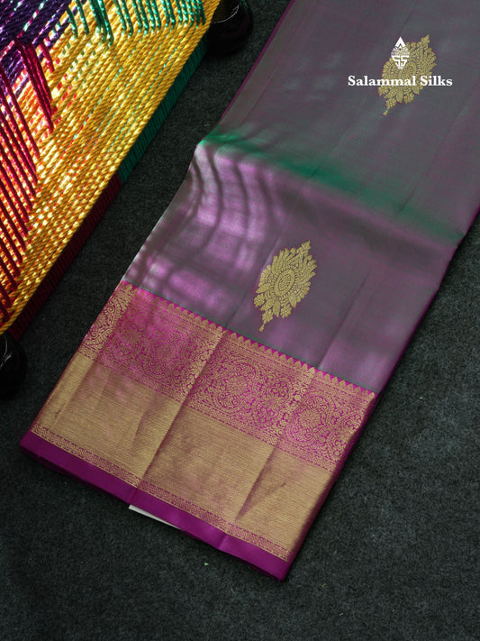 Dual Tone Pure Silk Pattu Pavadai (Magenta & Green) With Magenta Blouse 44"