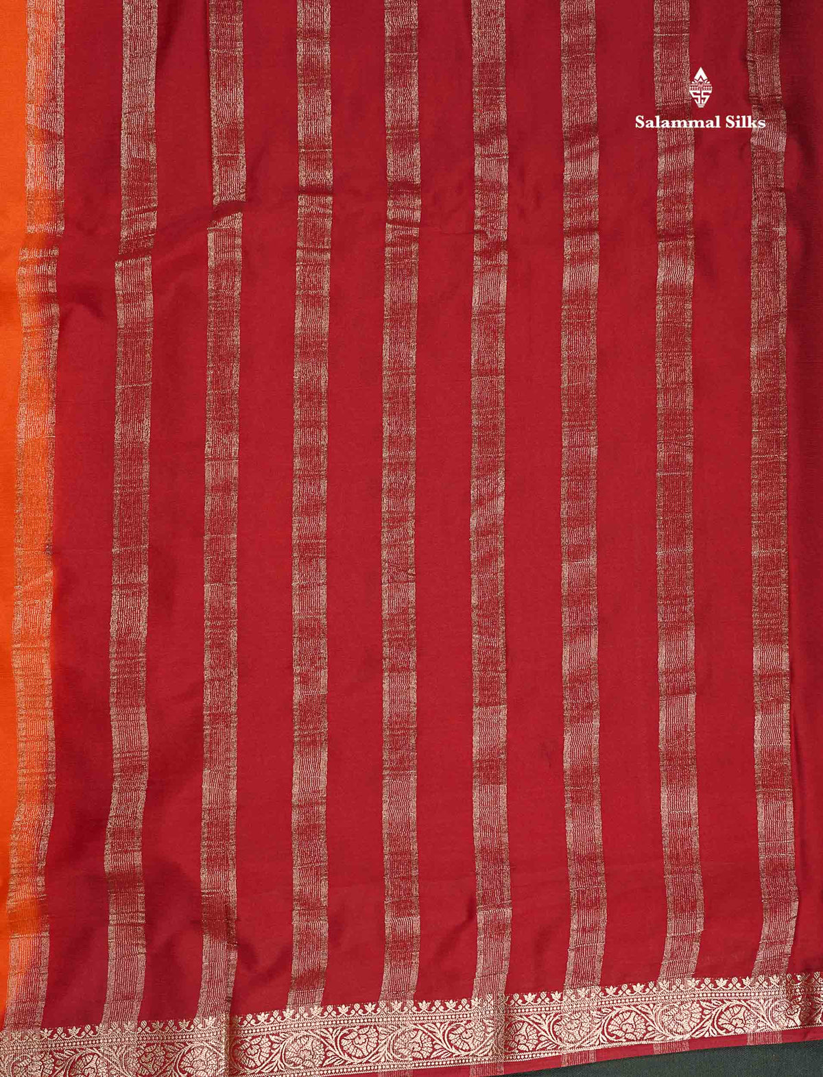 Semi Mysore Silk Saree - Pinkish Peach  Colour Body Plain With Contrast Navy Blue Small Border