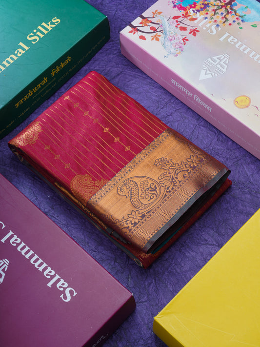 Maroon Semi Silk Saree With Contrast Saffire Green Blouse