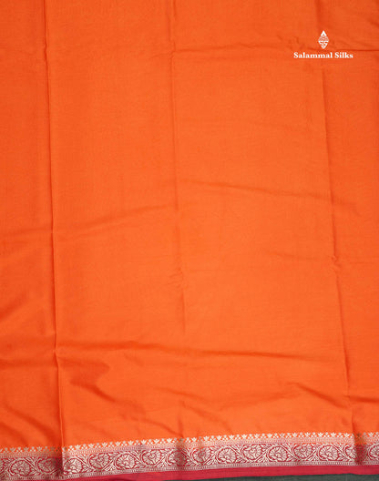 Semi Mysore Silk Saree - Pinkish Peach  Colour Body Plain With Contrast Navy Blue Small Border