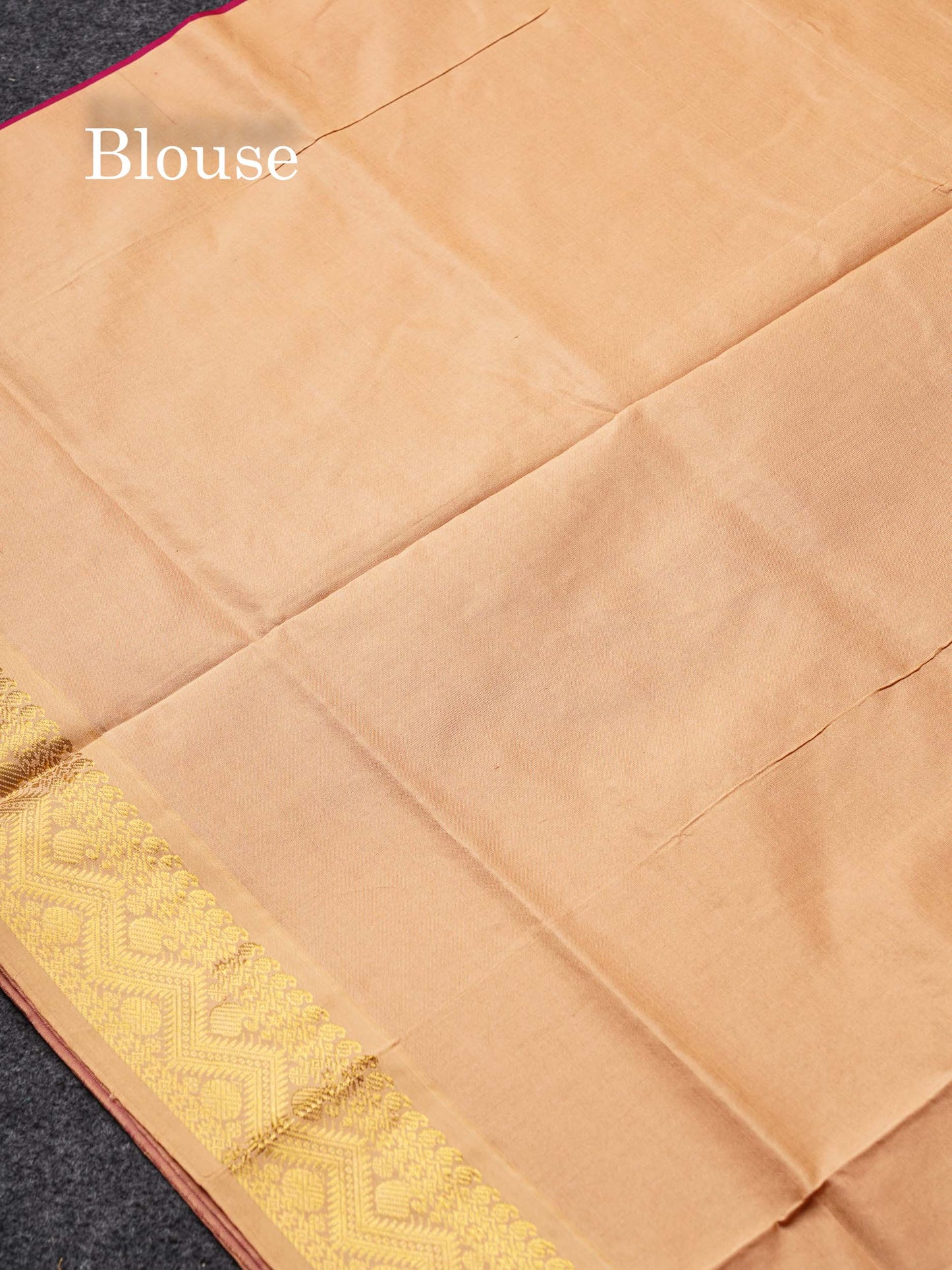 Beautiful Dual Tone Maroon Plain Semi Silk Cotton Saree With Traditional Sandal Border