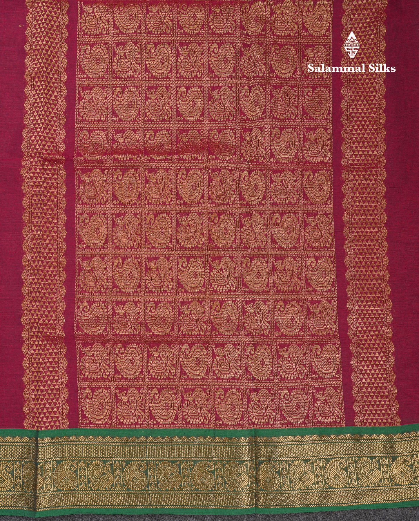 Beautiful Orange Pure Cotton Saree With Contrast Parrot Green Traditional Border