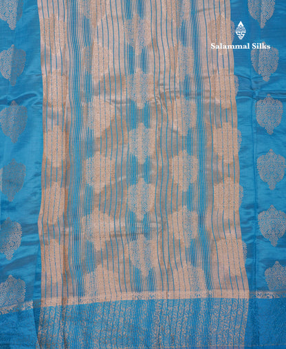 Beautiful Parrot Green Semi Tussar Saree With Fancy Border