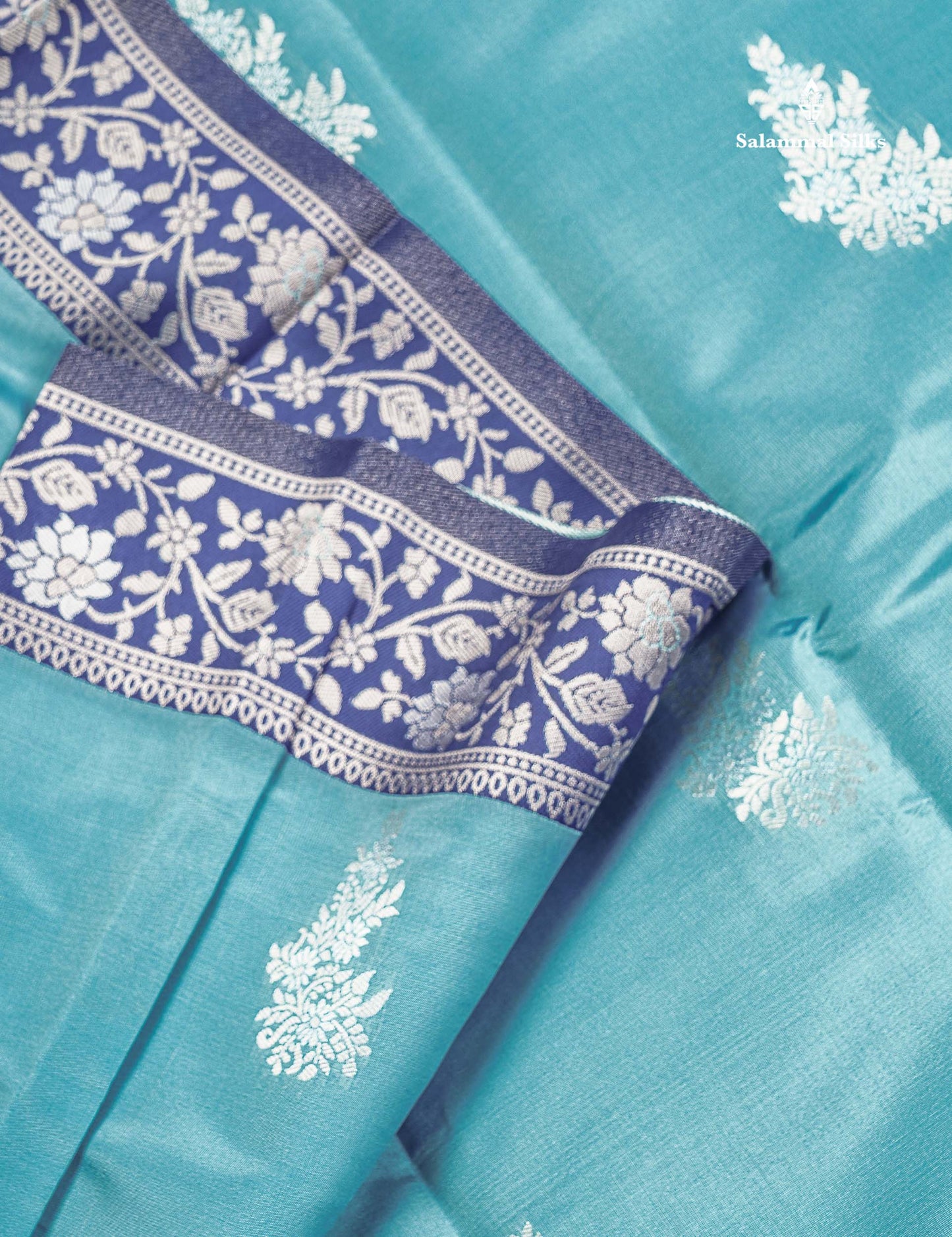 Semi Silk Saree -  Red Colour Body With Contrast Blue Fancy Border