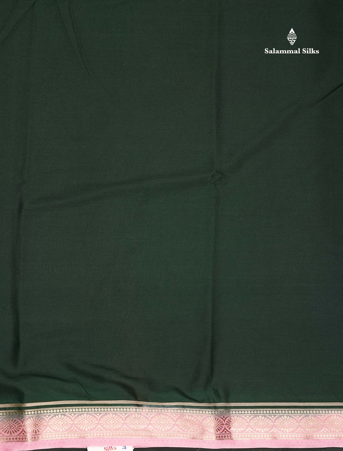 Semi Mysore Silk Saree - Bottle Green Colour Body Plain With Contrast Baby Pink Small Border