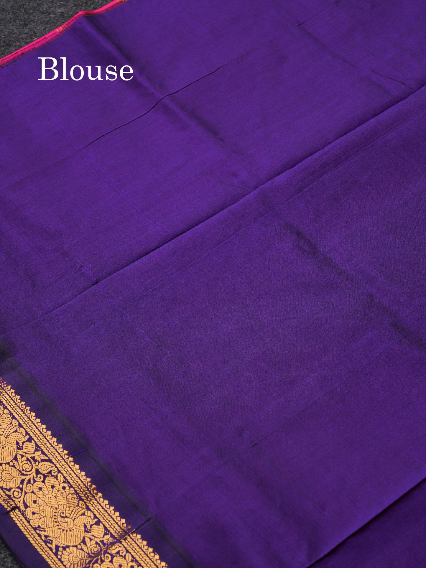 Magenta Pink  Beautiful Kattam Butta Semi Silk Cotton Saree With Violet Traditional Korvai Border
