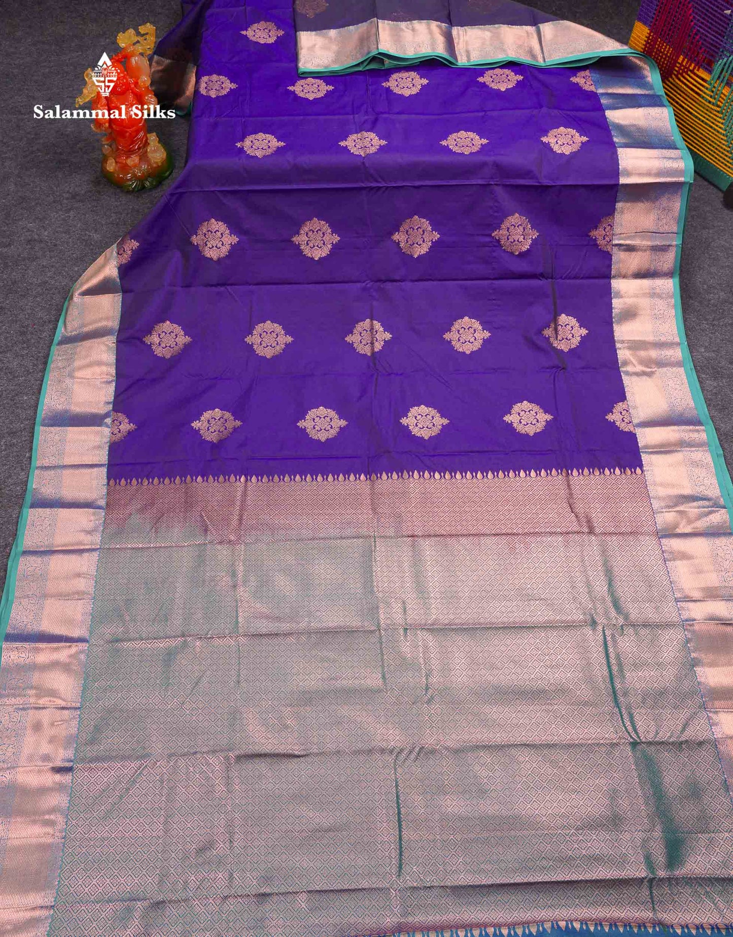 Beautiful Dual Tone Rani Pink Semi Silk Saree With Contrast Peacock Green Traditional Border