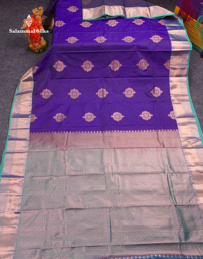 Beautiful Dual Tone Rani Pink Semi Silk Saree With Contrast Peacock Green Traditional Border