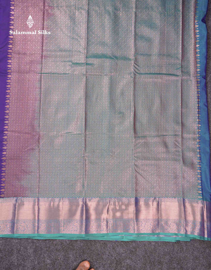 Beautiful Dual Tone Rani Pink Semi Silk Saree With Contrast Peacock Green Traditional Border