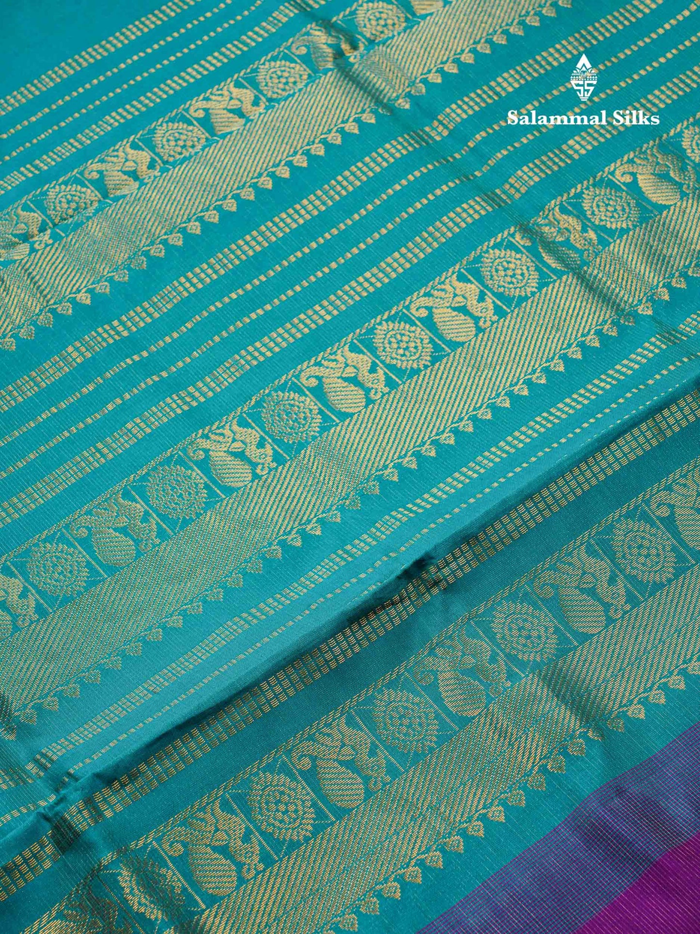 Beautiful Dark Olive Green Vaira Oosi Lines Semi Silk Cotton Saree With Contrast Dual Tone Pink Blouse