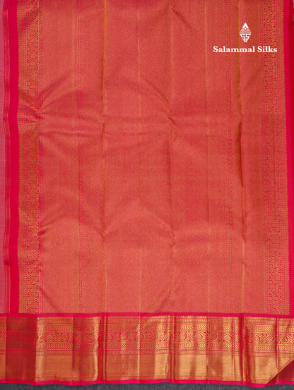 Half White Pure Kanjivaram Silk Saree 2G With Contrast Pink Traditional Border