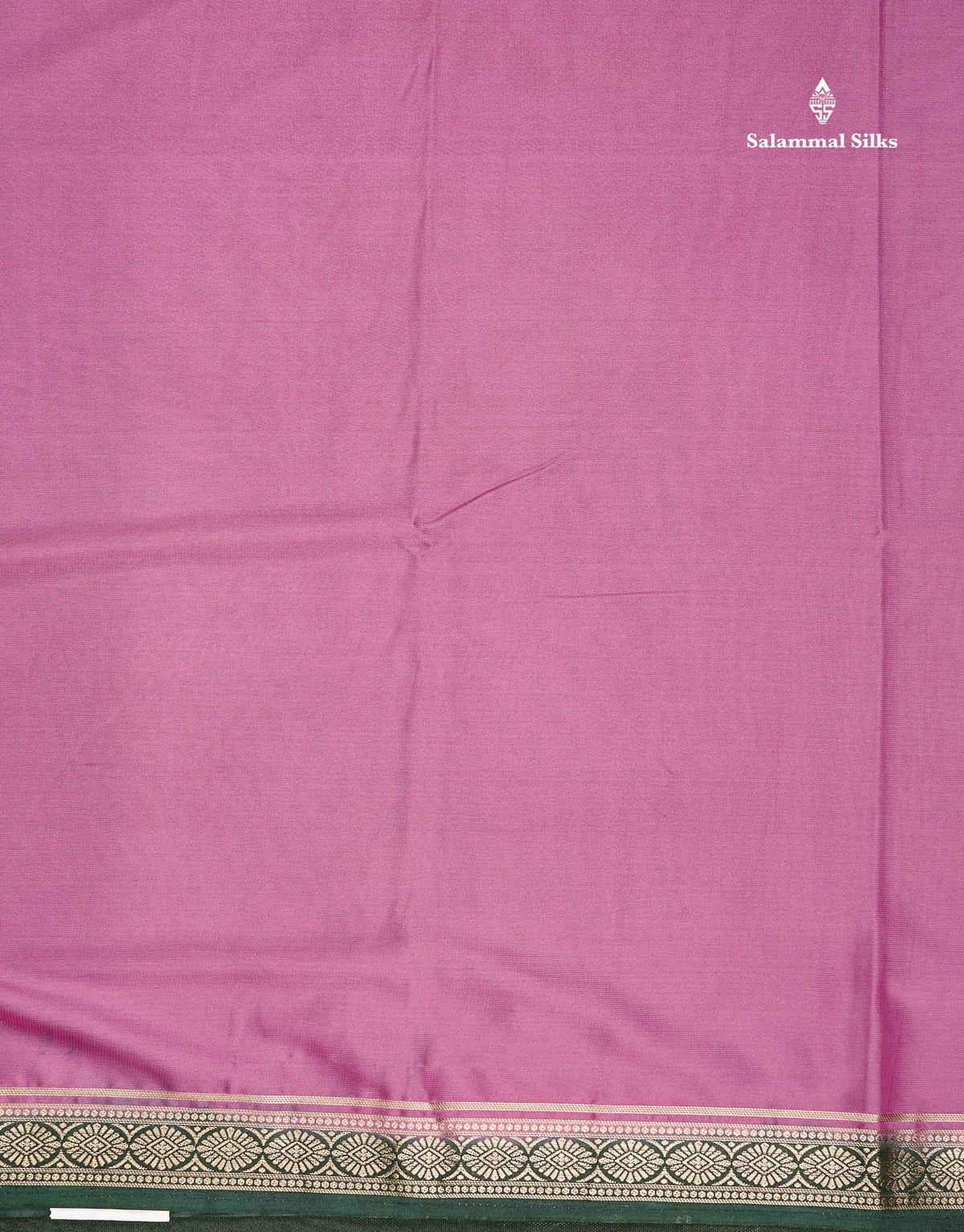 Semi Mysore Silk Saree - Bottle Green Colour Body Plain With Contrast Baby Pink Small Border