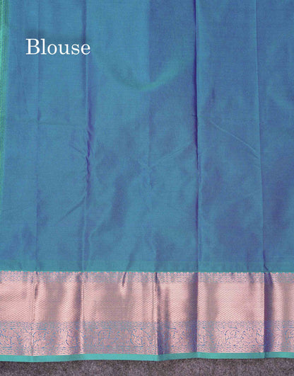 Beautiful Dual Tone Rani Pink Semi Silk Saree With Contrast Peacock Green Traditional Border