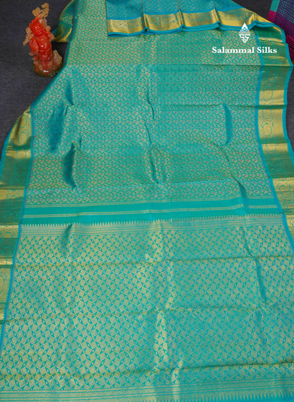 Beautiful Sapphire Green Menakari Work Bridal Pure Kanjivaram Silk Saree With Traditional Border