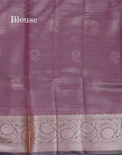 Cotton Mix Saree - Bottle Green Colour Body Checks Silver & Gold Zari Butta With Fancy Border