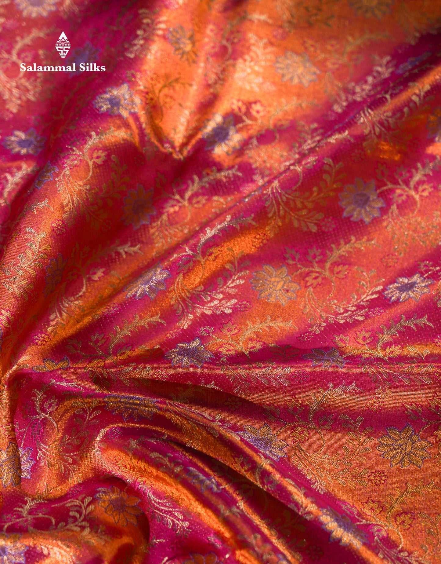 Beautiful Pink Tissue Bridal Pure Kanjivaram Silk Saree With Contrast Violet Fancy Border