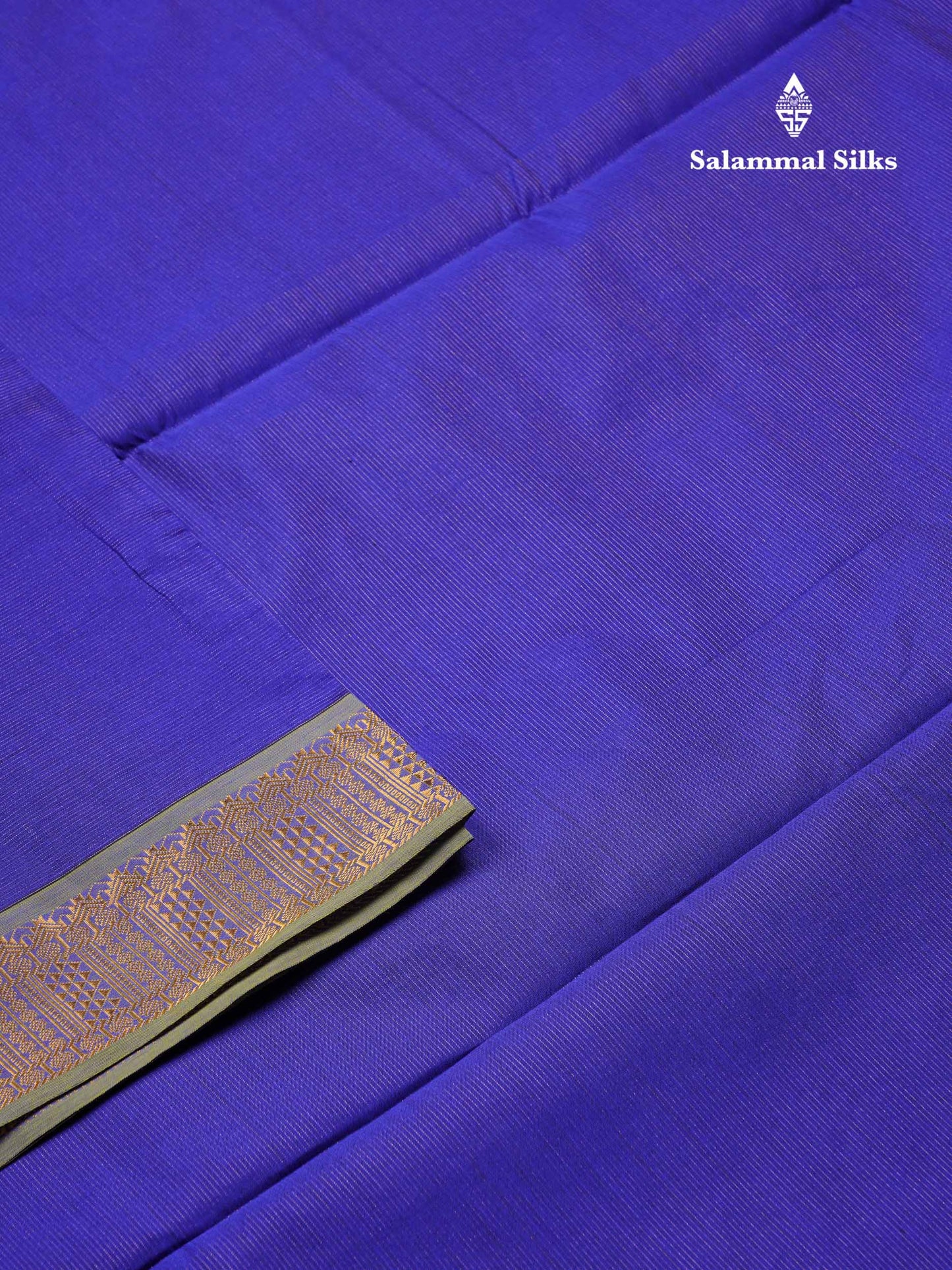 Beautiful Dual Tone Blue Vaira Oosi Lines Semi Silk Cotton Saree With Contrast Parrot Green Blouse