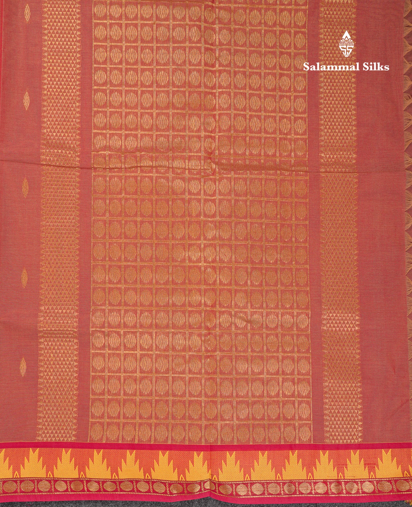 Beautiful Light Elaichi Green Pure Cotton Saree With Traditional Temple Border