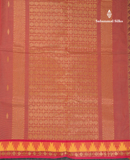 Beautiful Light Elaichi Green Pure Cotton Saree With Traditional Temple Border